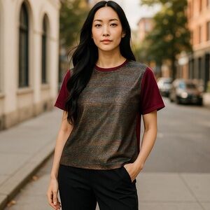 YAL NY red multicolor shimmer dress top m